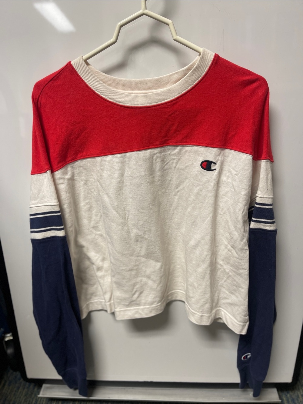 Champion Women's Size XL Long Sleeve Crop Top Shirt Graphic Embroidered Logo 312